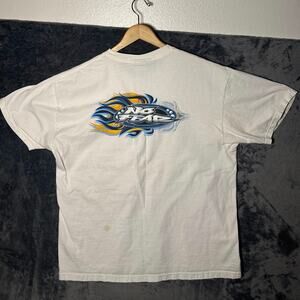 Vintage 90s No Fear Flame Graphic T-Shirt XL White Double Sided Y2K Skate